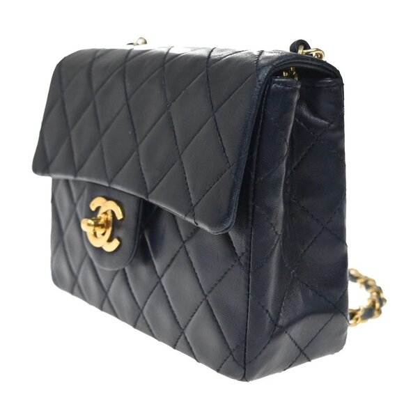 CHANEL CC Logo Mini Matelasse Chain Shoulder Bag Leather Blue GHW 373RL397 - Picture 2 of 16